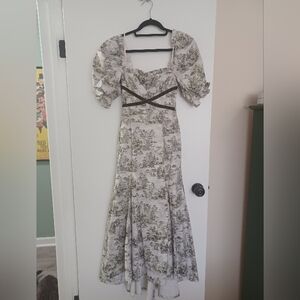 Antonio Melani Green and White Toile Dress